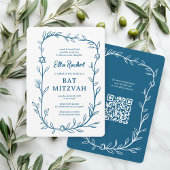 Invitation Code QR de Bat mitzvah à barres botaniques délicat