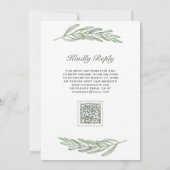 Invitation Code QR de branche de feuilles d'olive pour mariag (Dos)
