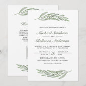 Invitation Code QR de branche de feuilles d'olive pour mariag (Devant / Derrière)