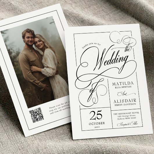 Invitation Code QR de calligraphie moderne pour photo de mari