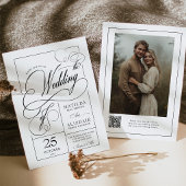 Invitation Code QR de calligraphie moderne pour photo de mari