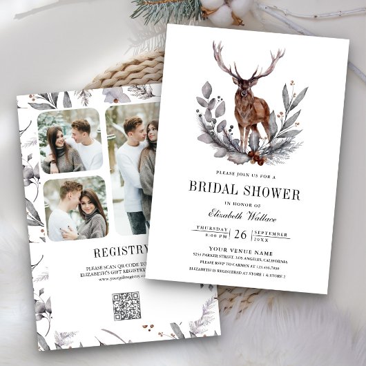 Invitation Code QR de cerf de la forêt de Woodland pour la fê