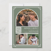 Invitation Code QR de collage de photos à monogramme, mariage (Dos)