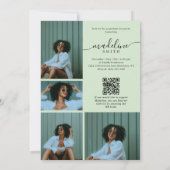 Invitation Code QR de collage photo Fête de fin d'études vert (Dos)