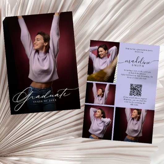 Invitation Code QR de collage photo Fête de fin d'études Viol