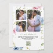 Invitation Code QR de Collage Photo Floral de Mariage de Prin (Dos)