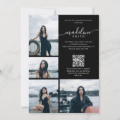 Invitation Code QR de collage photo noir blanc Fête de fin d' (Dos)