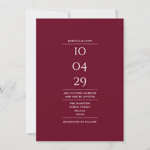 Invitation Code QR de date de mariage minimaliste burgundy