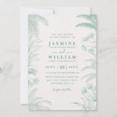 Invitation Code QR de destination de mariage aux feuilles flo (Devant)