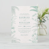 Invitation Code QR de destination de mariage aux feuilles flo (Debout devant)