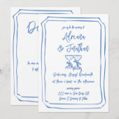 Invitation Code QR de détails de mariage dessinés à la main e (Devant / Derrière)