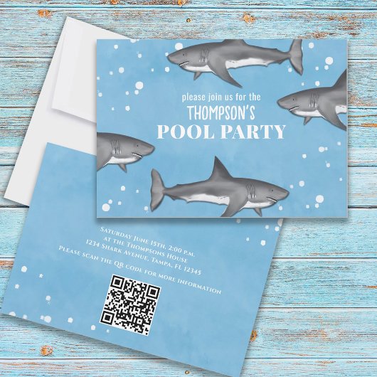 Invitation Code QR de fête au bord de la piscine océanique av