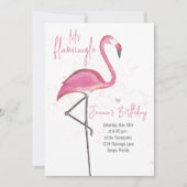 Invitation Code QR de fête d'anniversaire rose flamant mignon (Devant)