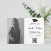 Invitation Code QR de fête de fin d'études de photo de confet (Debout devant)