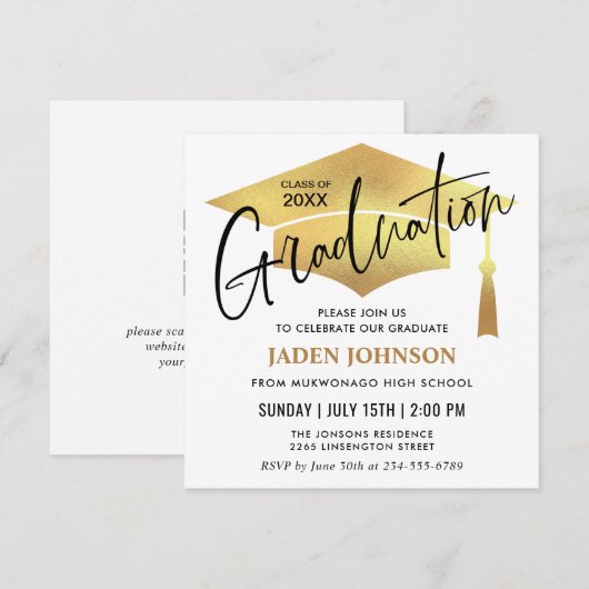 Invitation Code QR de fête de remise de diplômes simple moder (Devant / Derrière)