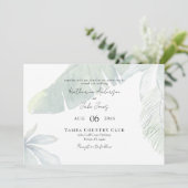 Invitation Code QR de feuillage tropical Mariage Horizontal (Debout devant)