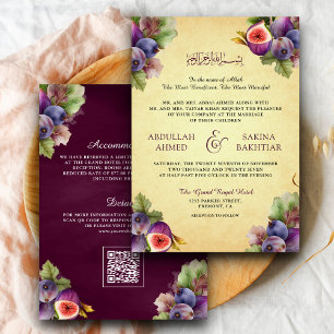 Invitation Code QR de Figues Violettes Rustiques pour Mariage