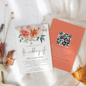 Invitation Code QR de Fleurs Pivoines Pêche pour Mariage
