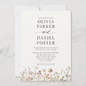 Invitation Code QR de fleurs sauvages boho Mariage minimalist (Devant)