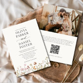 Invitation Code QR de fleurs sauvages boho Mariage minimalist