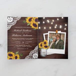 Invitation Code QR de guirlandes de tournesols en dentelle de