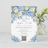 Invitation Code QR de la Baby Shower Hydrangea Bleue (Debout devant)