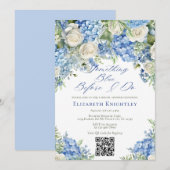 Invitation Code QR de la Baby Shower Hydrangea Bleue (Devant / Derrière)