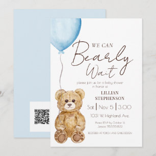 Invitation Code QR de la Baby Shower pour Garçon Blue We Can