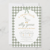 Invitation Code QR de la Baby Shower Silly Goose Green Gingha (Devant)