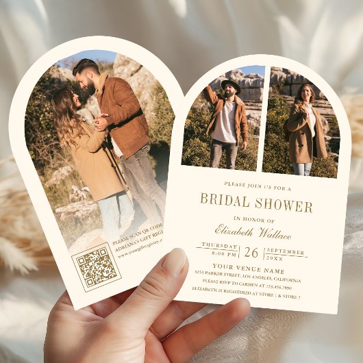 Invitation Code QR de la douche de mariée à arche en crème et
