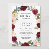 Invitation Code QR de la douche de mariée florale pêche de Bo (Devant)