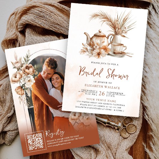 Invitation Code QR de la fête de mariage sur le thème floral