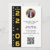Invitation Code QR de la fête de remise des diplômes jaune no (Dos)