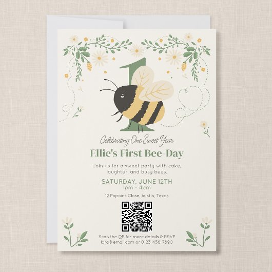 Invitation Code QR de la fête du premier anniversaire de Bumb
