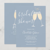 Invitation Code QR de la fête prénuptiale au champagne Bleu P (Devant / Derrière)