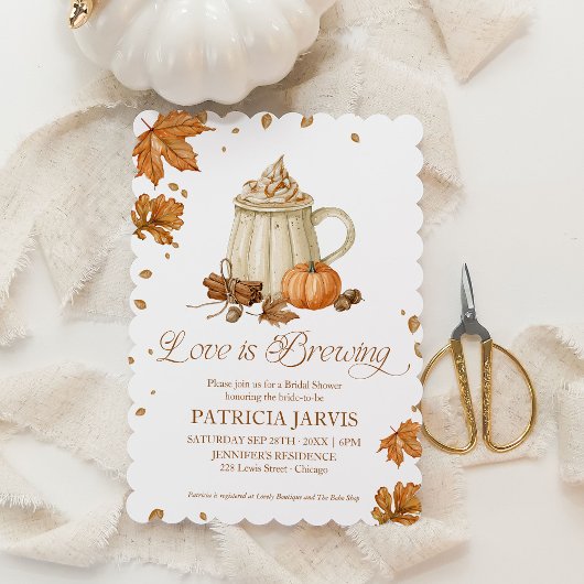 Invitation Code QR de la fête prénuptiale automnale "L'amour