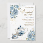 Invitation Code QR de la fête prénuptiale Tea Party aux fleur (Devant)
