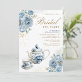 Invitation Code QR de la fête prénuptiale Tea Party aux fleur (Debout devant)