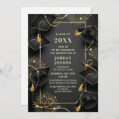 Invitation Code QR de la partie Black dorée moderne (Devant / Derrière)