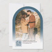Invitation Code QR de la photo d'arche de mariage bleu poussi (Dos)