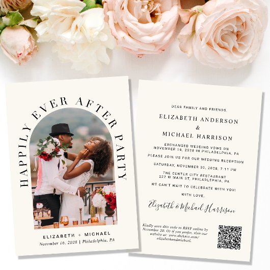 Invitation Code QR de la photo de l'arche élégante Mariage Ré