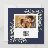 Invitation Code QR de la photo de verdure bleu marine pour la (Dos)