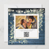 Invitation Code QR de la photo de verdure rustique bleue pour (Dos)