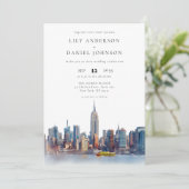 Invitation Code QR de la skyline de New York à l'aquarelle po (Debout devant)