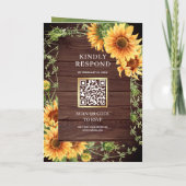 Invitation Code QR de l'arche de mariage avec des tournesols  (Dos)