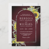 Invitation Code QR de l'arche d'eucalyptus tournesol mariage (Devant)