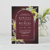 Invitation Code QR de l'arche d'eucalyptus tournesol mariage (Debout devant)