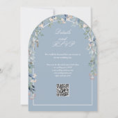 Invitation Code QR de l'arche florale de fleurs sauvages bleu (Dos)