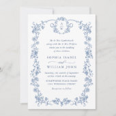 Invitation Code QR de l'Orné victorien Grace Blue Floral Mari (Devant)