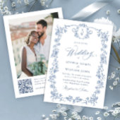 Invitation Code QR de l'Orné victorien Grace Blue Floral Mari